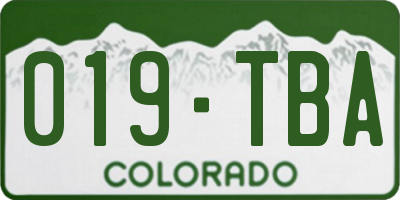 CO license plate 019TBA