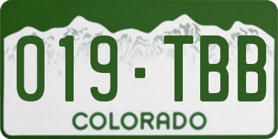 CO license plate 019TBB