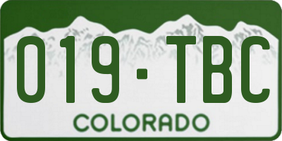 CO license plate 019TBC