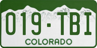 CO license plate 019TBI