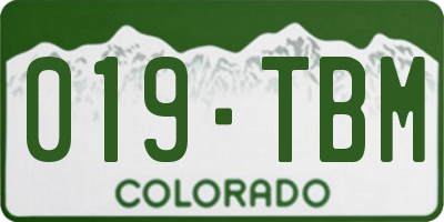 CO license plate 019TBM