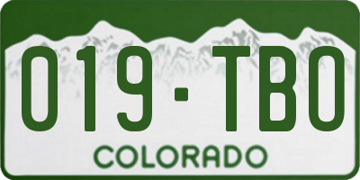 CO license plate 019TBO