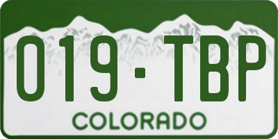CO license plate 019TBP