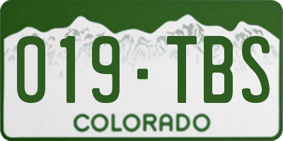 CO license plate 019TBS