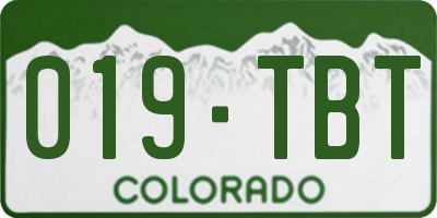 CO license plate 019TBT