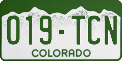 CO license plate 019TCN