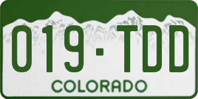 CO license plate 019TDD