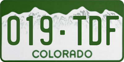 CO license plate 019TDF