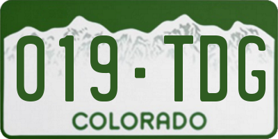 CO license plate 019TDG