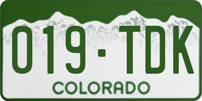 CO license plate 019TDK