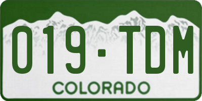 CO license plate 019TDM