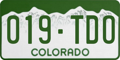 CO license plate 019TDO