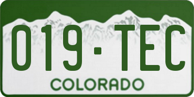 CO license plate 019TEC