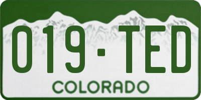 CO license plate 019TED