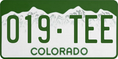CO license plate 019TEE