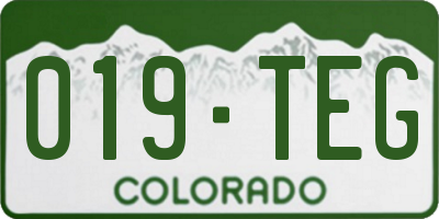 CO license plate 019TEG
