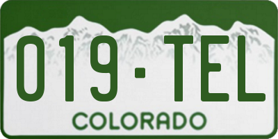 CO license plate 019TEL