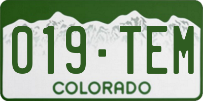CO license plate 019TEM