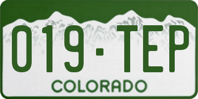 CO license plate 019TEP
