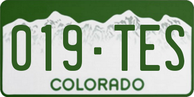 CO license plate 019TES
