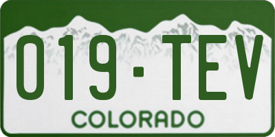 CO license plate 019TEV