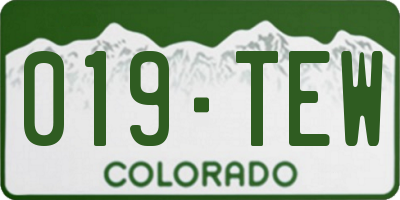 CO license plate 019TEW