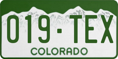 CO license plate 019TEX