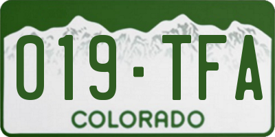 CO license plate 019TFA