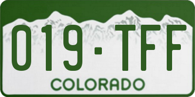 CO license plate 019TFF
