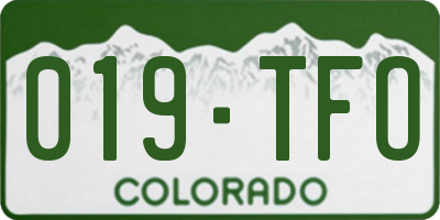 CO license plate 019TFO