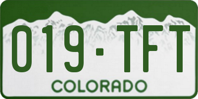 CO license plate 019TFT