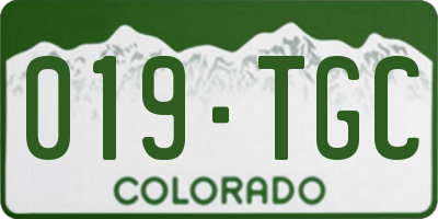 CO license plate 019TGC