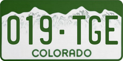 CO license plate 019TGE