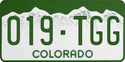 CO license plate 019TGG