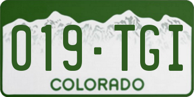 CO license plate 019TGI