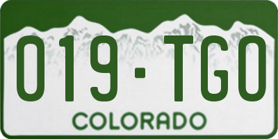CO license plate 019TGO