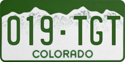 CO license plate 019TGT