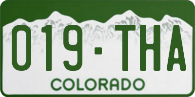 CO license plate 019THA