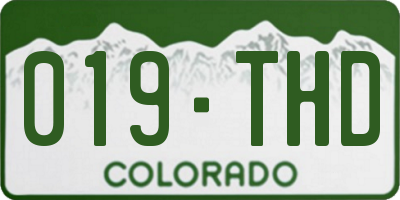 CO license plate 019THD