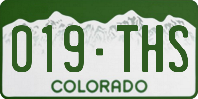 CO license plate 019THS