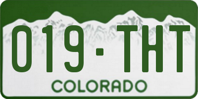 CO license plate 019THT