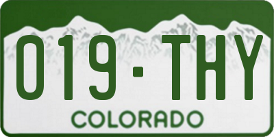 CO license plate 019THY
