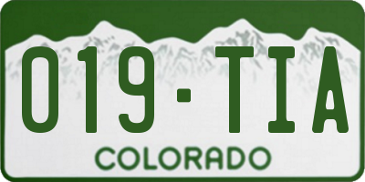 CO license plate 019TIA