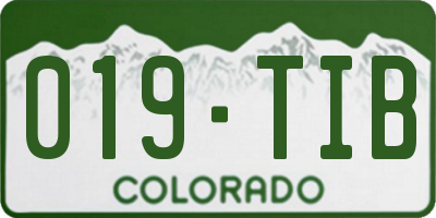 CO license plate 019TIB