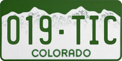 CO license plate 019TIC