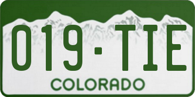 CO license plate 019TIE