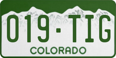 CO license plate 019TIG