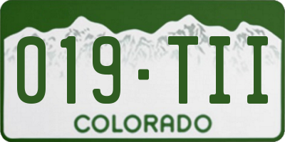 CO license plate 019TII