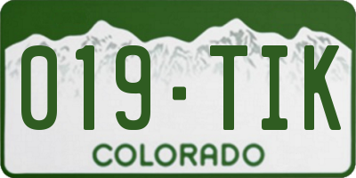 CO license plate 019TIK