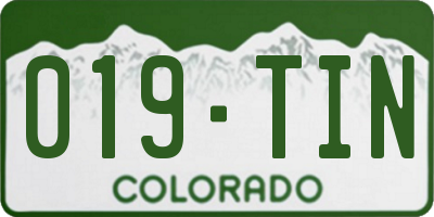 CO license plate 019TIN